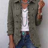 Kamberly™ | Boho-Chic Floral Embroidered Utility Ruffled Trim Jacket