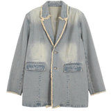 Dionne™ | Vintage-Style Oversized Blazer with Raw Edges