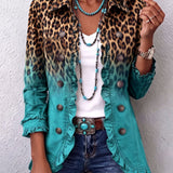 Elspeth™ | Leopard Ombre Ruffle Blazer Jacket