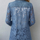 Lacinda™ | Blazer Jacket with Floral Lace Paneling