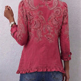 Anouk™ | Vintage Paisley Print Ruffled Jacket