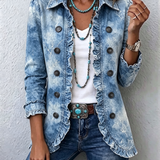 Jemison™ | Boho-Style Gradient Vintage Botanical Print Ruffle-Detail Jacket