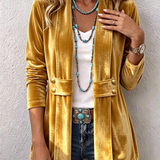 Holliwell™ | Vintage Lapel Button-Accent Long Sleeve Open Front Jacket