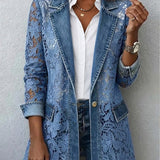 Lacinda™ | Blazer Jacket with Floral Lace Paneling