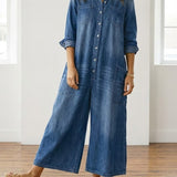 Diana™ | Vintage Denim Button-Up Jumpsuit
