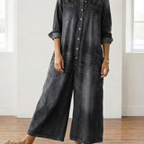 Diana™ | Vintage Denim Button-Up Jumpsuit