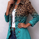 Elspeth™ | Leopard Ombre Ruffle Blazer Jacket