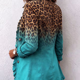 Elspeth™ | Leopard Ombre Ruffle Blazer Jacket