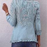 Estrella™ | Vintage Paisley Print Ruffled Jacket