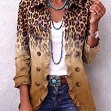 Elspeth™ | Leopard Ombre Ruffle Blazer Jacket