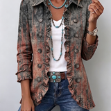 Bristow™ | Vintage Gradient Textured Print Ruffle Jacket