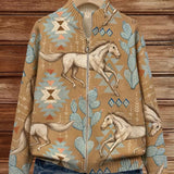 Perpetua™ | Desert Horse and Cactus Zip Cardigan