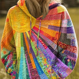 Dawnella | Bohemian Multicolor Patchwork Hoodie