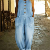 Ruth™ | Vintage Washed Cotton Denim Overalls