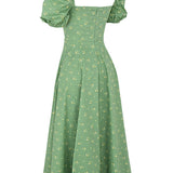 Aviana - Dress with Puff Sleeves Bloom