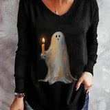 Valentina | Loose V Neck Halloween-Inspired T-Shirt