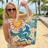 Quilted Beach Bag Warm Halo