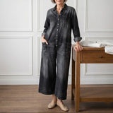 Diana™ | Vintage Denim Button-Up Jumpsuit