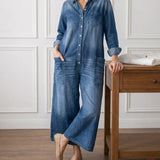 Diana™ | Vintage Denim Button-Up Jumpsuit